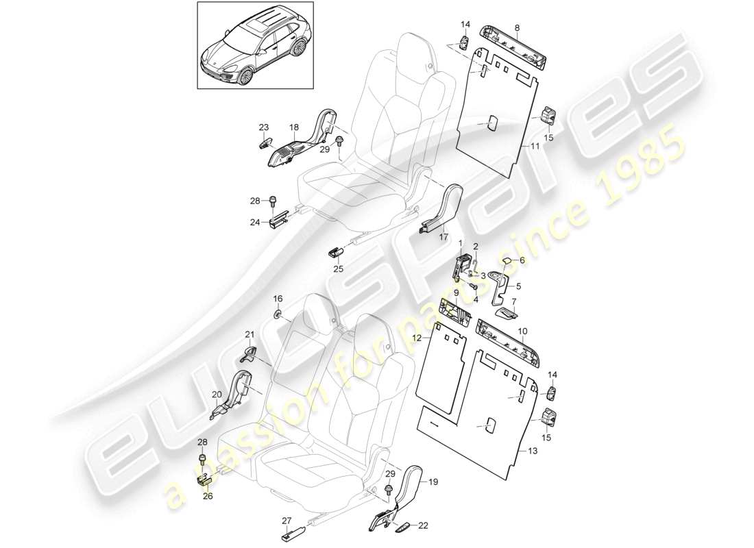 VIEW PARTS DIAGRAMS FROM THE PORSCHE CAYENNE PARTS CATALOGUE a part diagram from the porsche cayenne parts catalogue