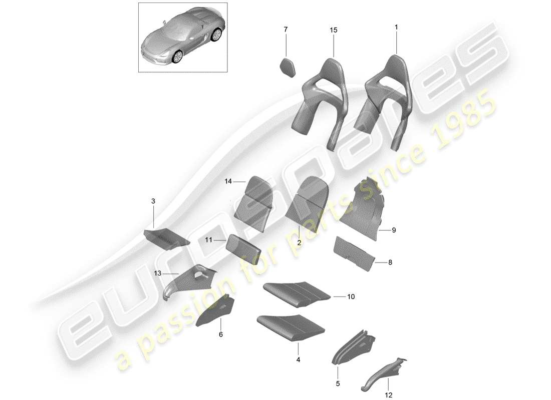 a part diagram from the porsche 2016 (981 boxster spyder) parts catalogue