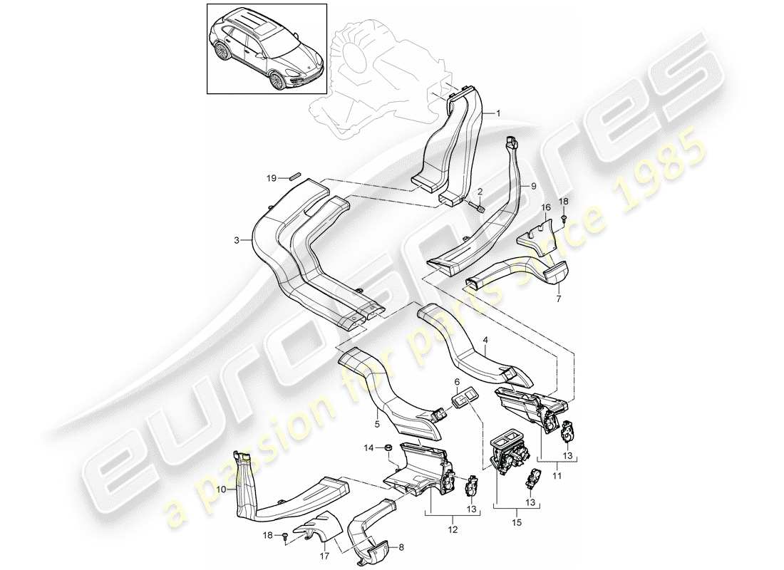 porsche 2017 (cayenne e2 92a) air distributor part diagram