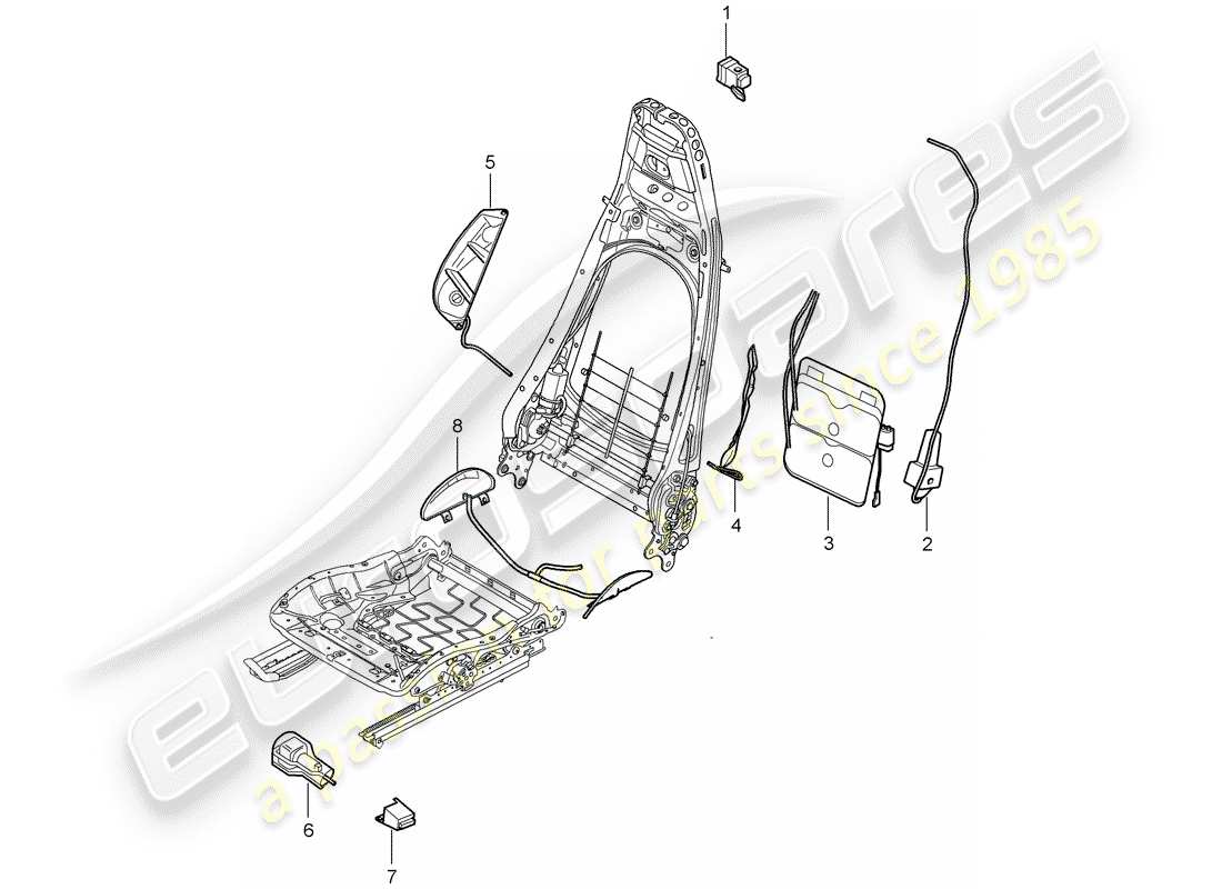 porsche 2007 (997-1 gt3) lumbar support part diagram