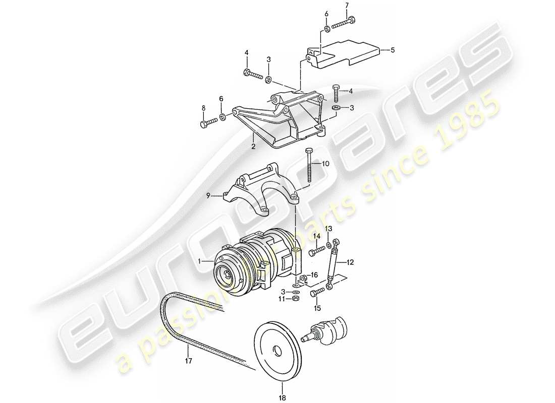 porsche 1990 (928) compressor - assembly part diagram