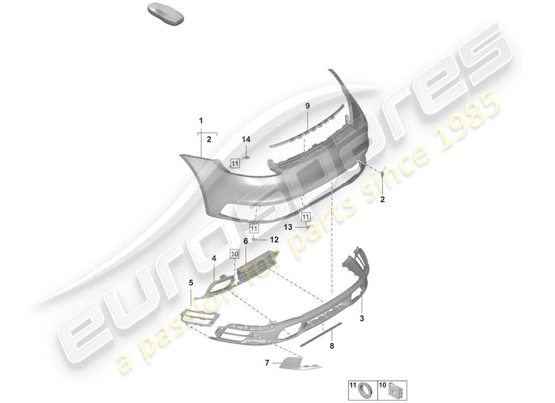 porsche 2020 (992-1) bumper parts diagram