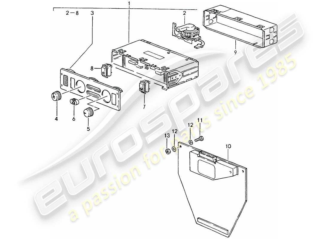 porsche 964 (1991) control switch - driver parts diagram