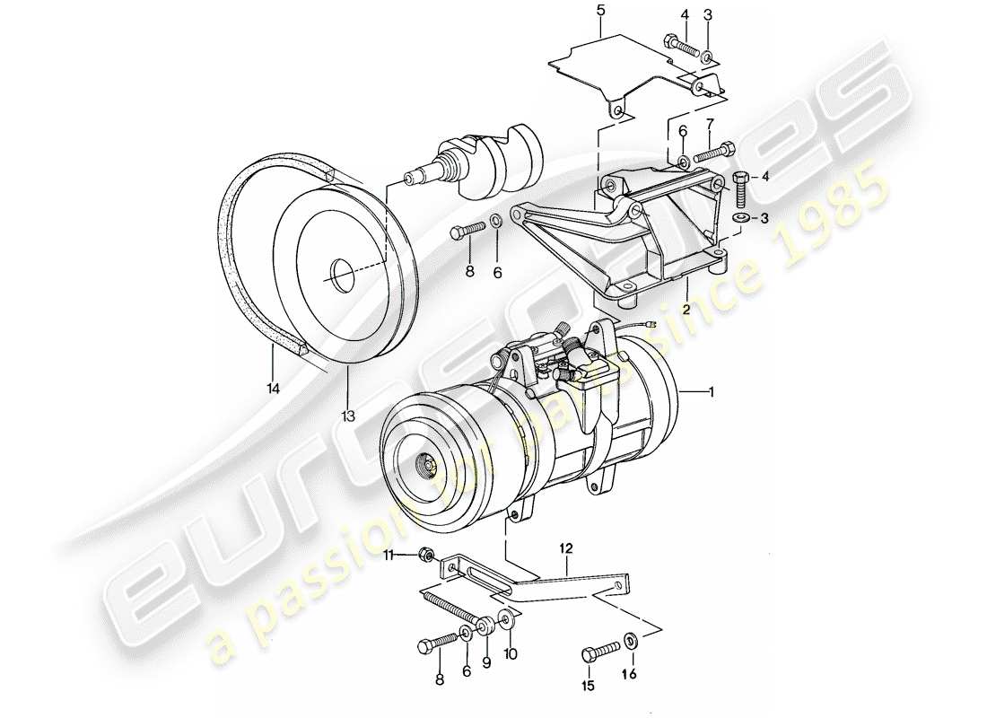 porsche 1985 (928) compressor - assembly part diagram