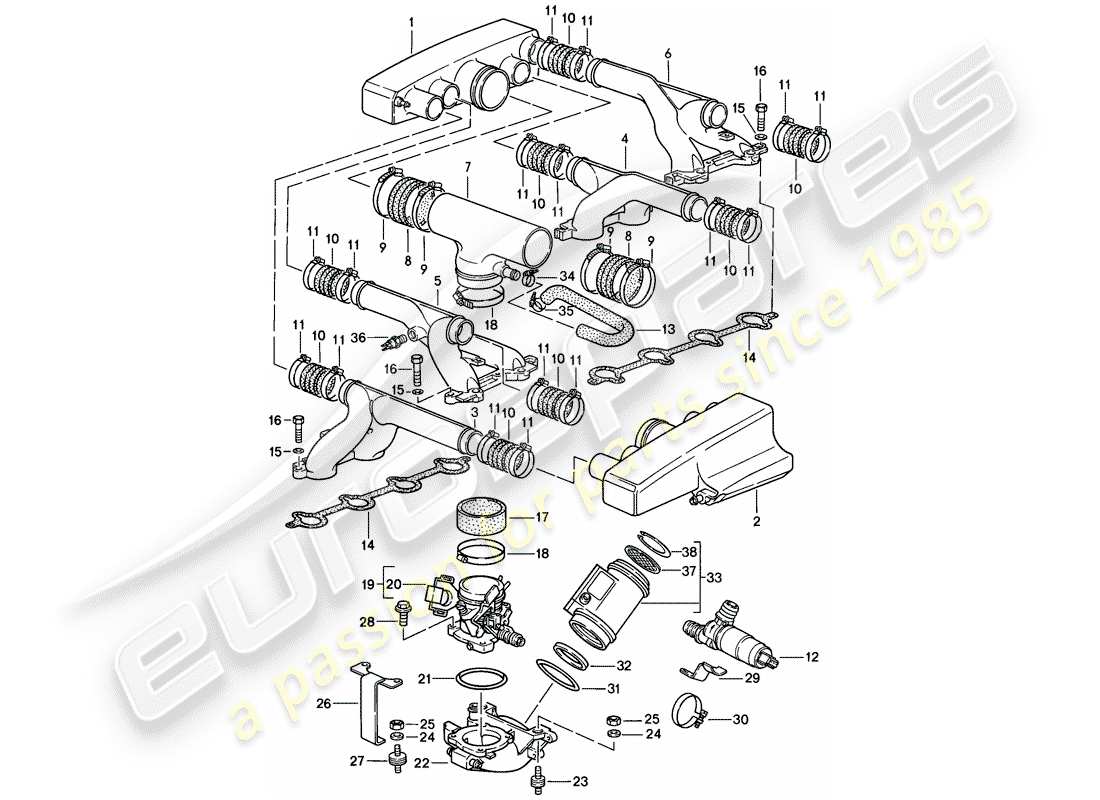 porsche 1986 (928) lh-jetronic - 1 - d - mj 1985>> part diagram