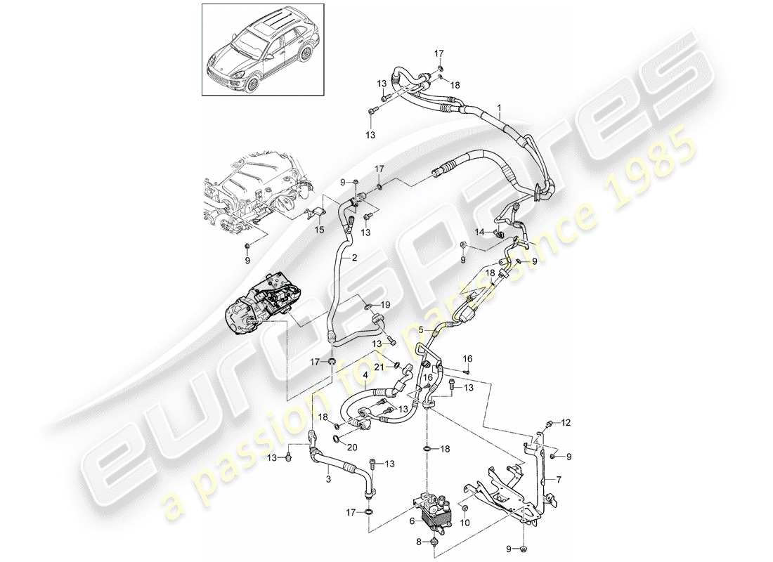 porsche 2011 (cayenne e2 92a) refrigerant circuit part diagram