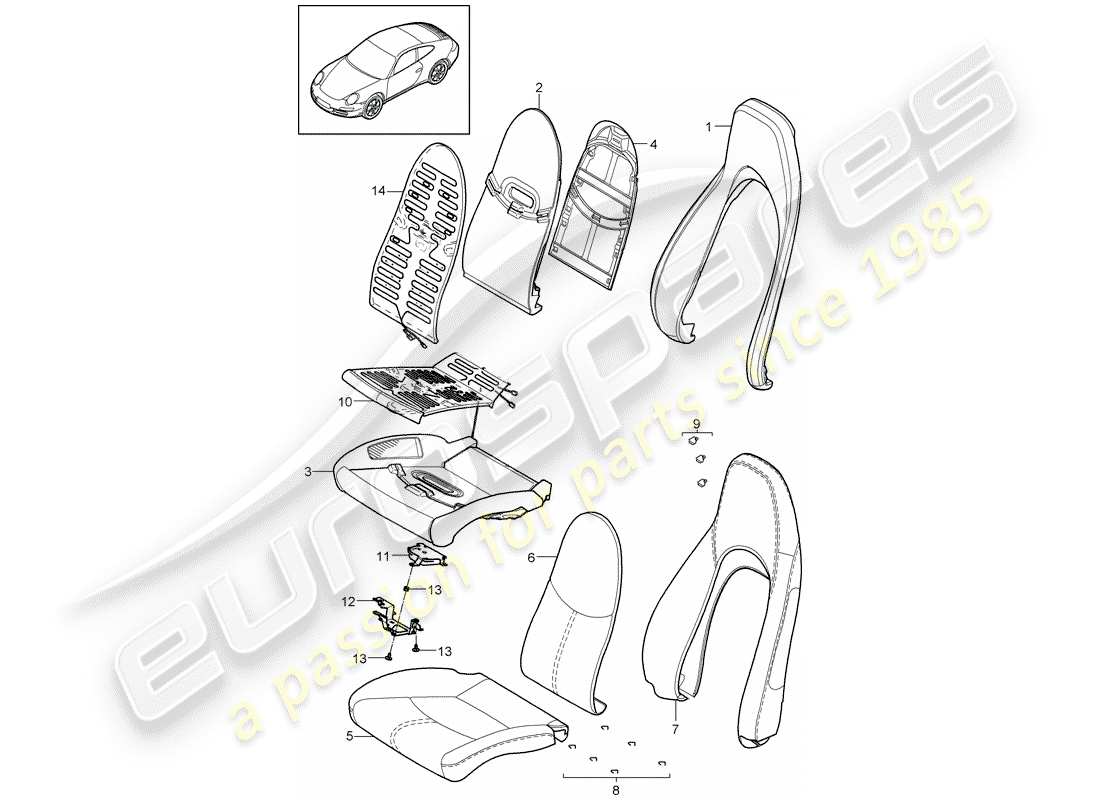 porsche 2011 (997-2) foam part parts diagram