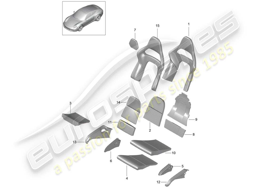 porsche 2013 (991-1) foam part part diagram