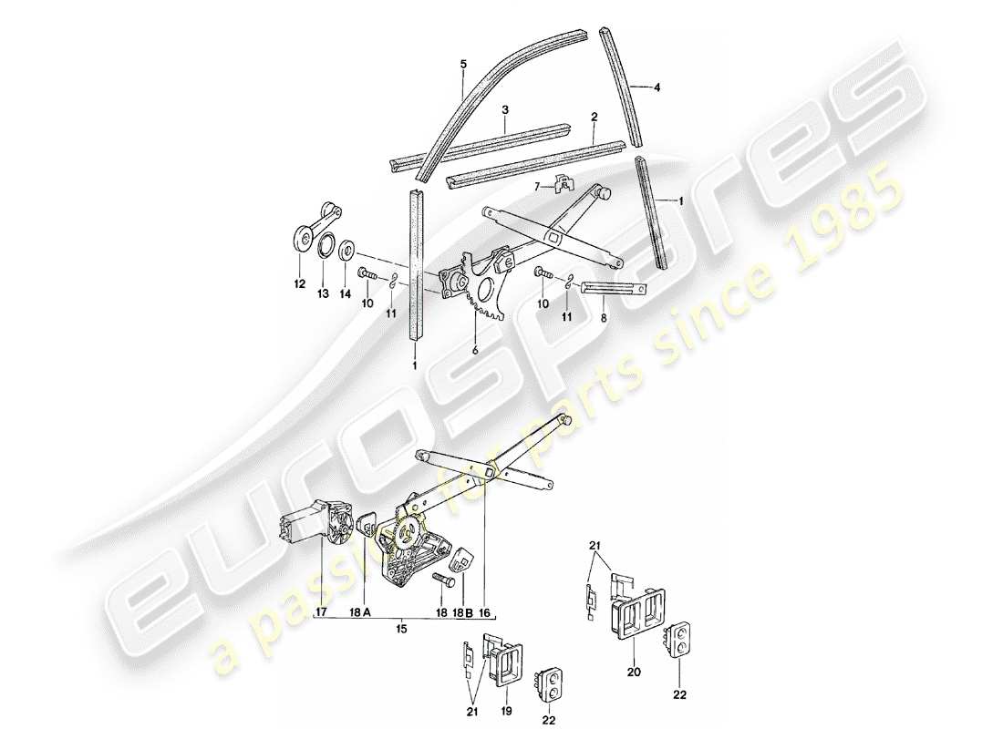 porsche 1981 (924) glass channel - window regulator part diagram