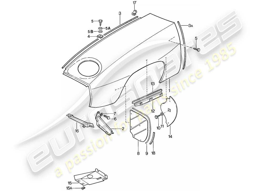 porsche 1981 (928) fender part diagram