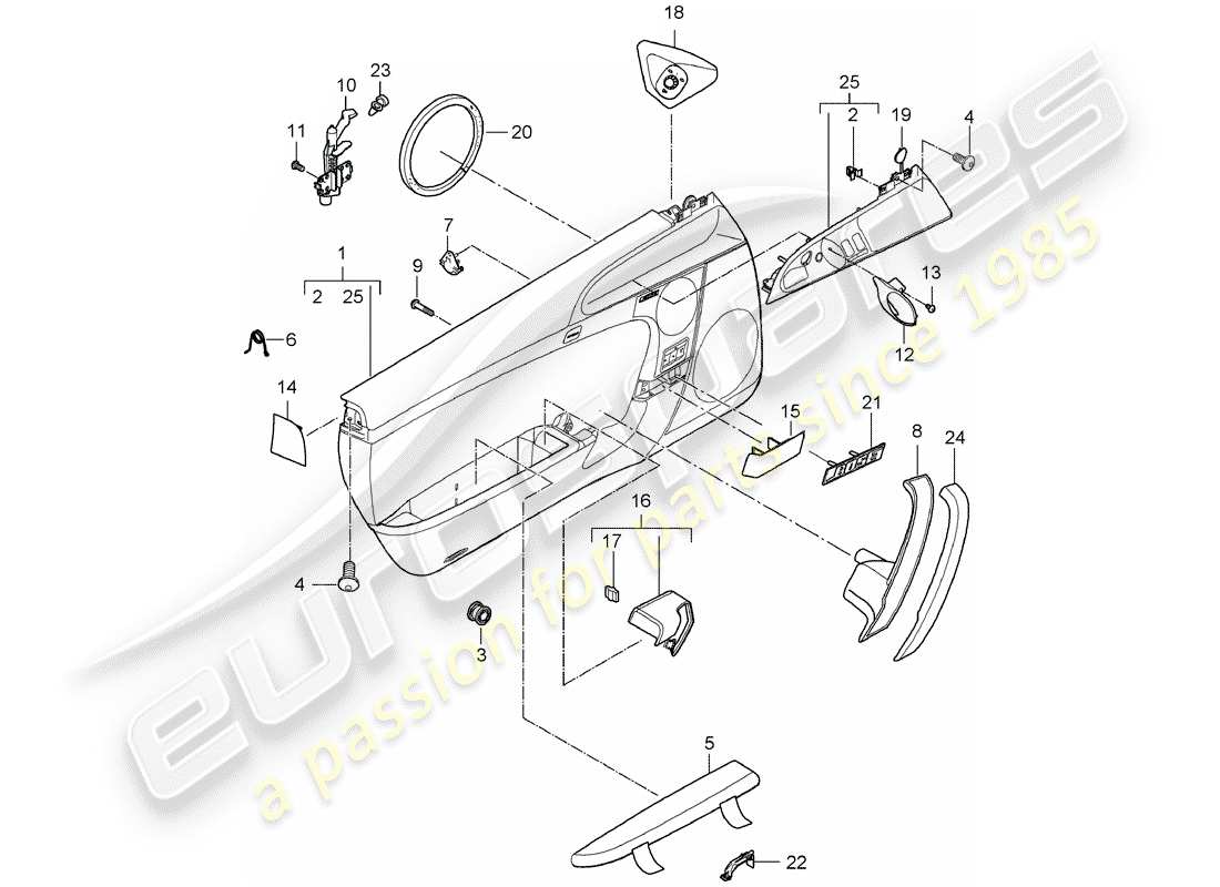 porsche 2012 (997-2) door panel part diagram