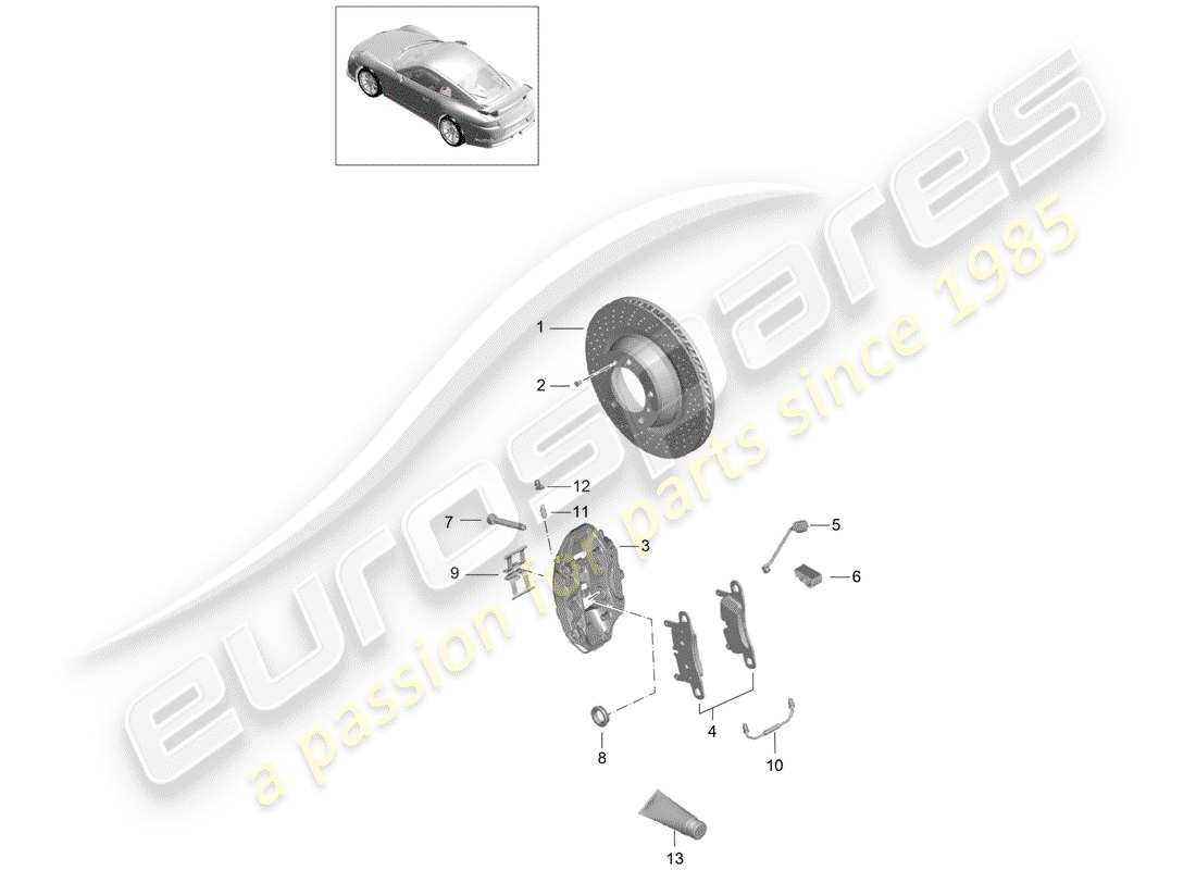 porsche 2020 (991-2 r/gt3/rs) disc brakes part diagram