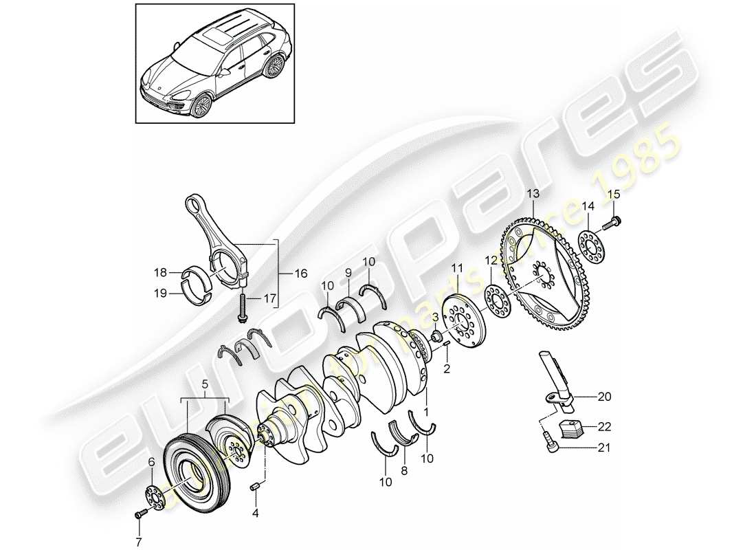 porsche 2018 (cayenne e2 92a) crankshaft parts diagram
