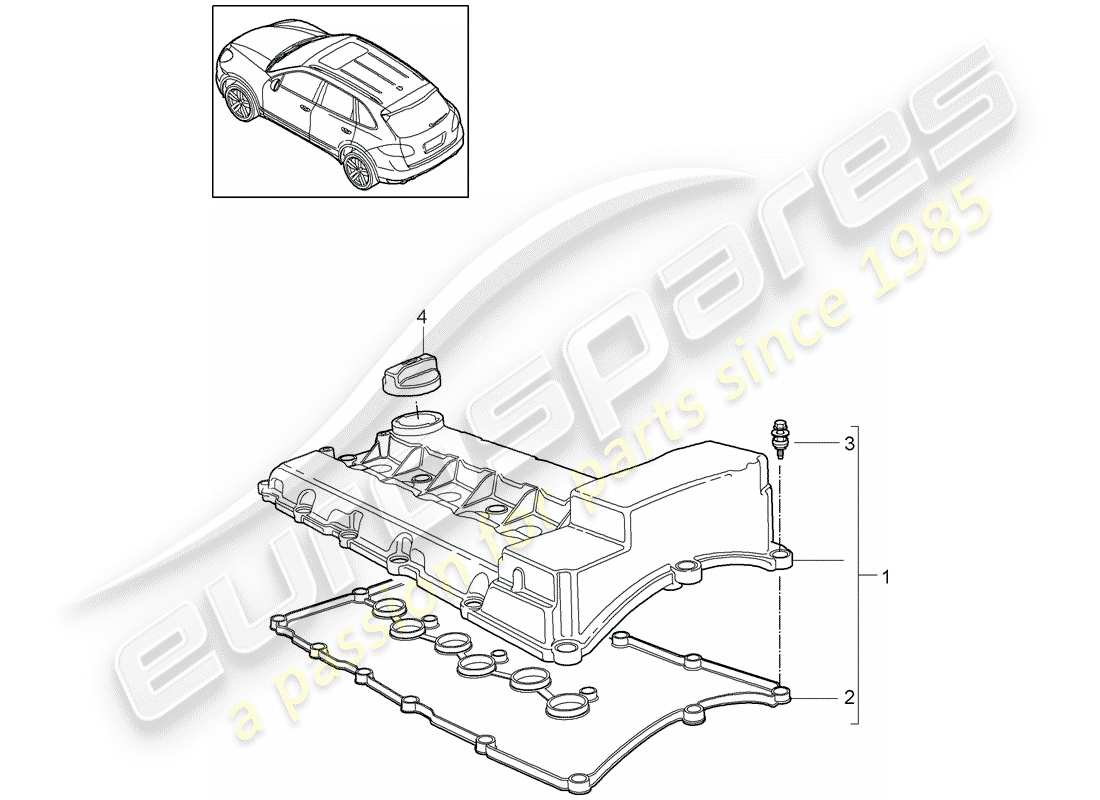 porsche 2018 (cayenne e2 92a) valve cover parts diagram