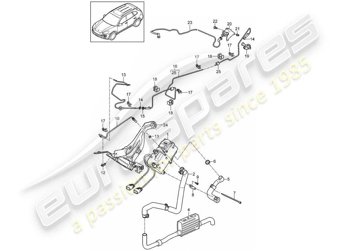 porsche 2013 (cayenne e2 92a) additional heater parts diagram