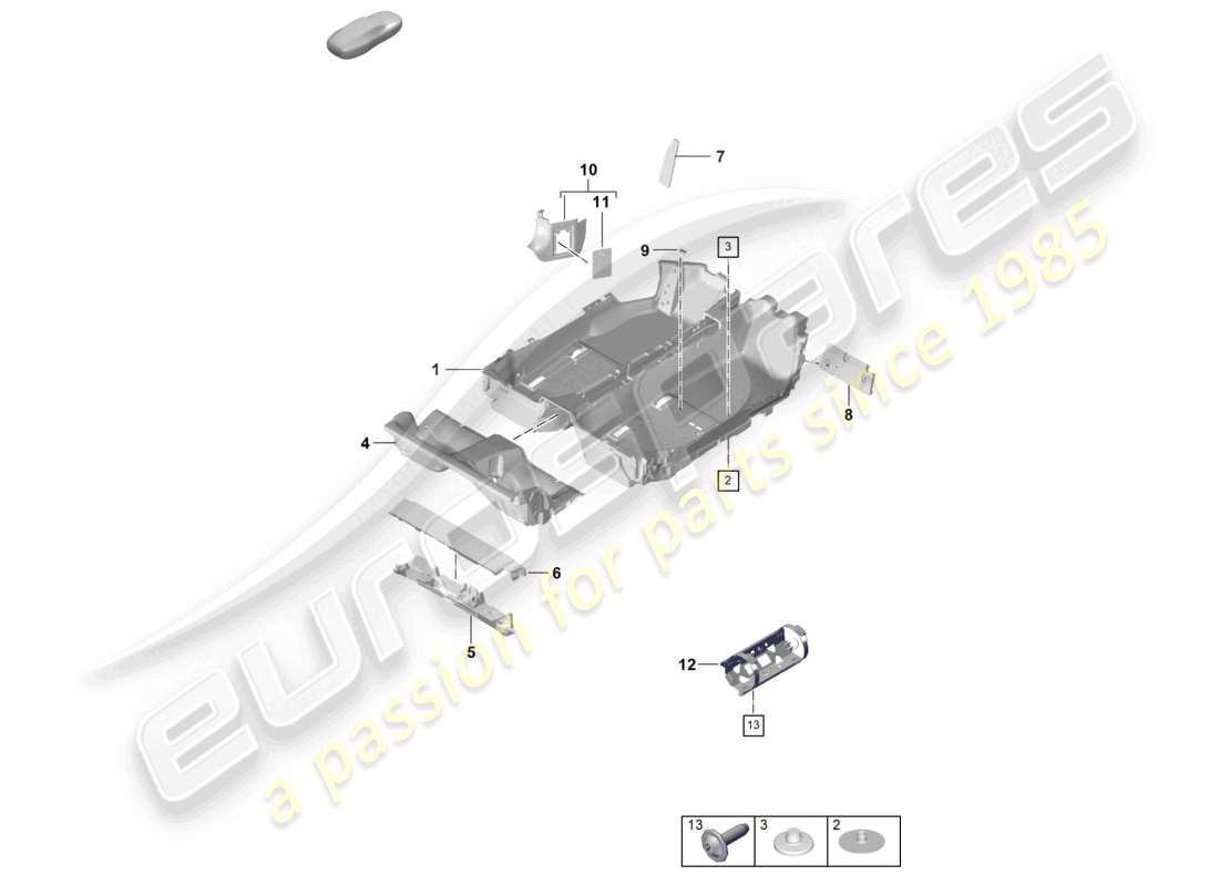 porsche 2019 (992-1) flooring (carpet) trims 911 dakar parts diagram