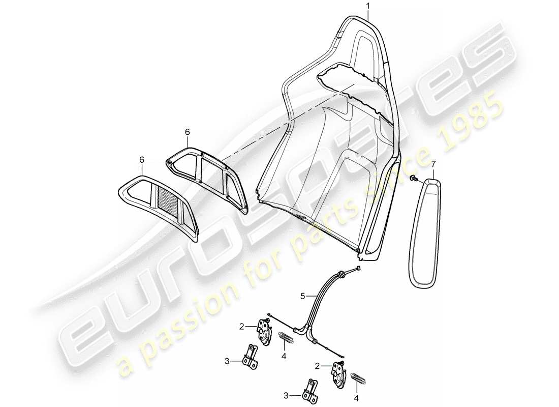 porsche 2006 (987 cayman) backrest shell part diagram