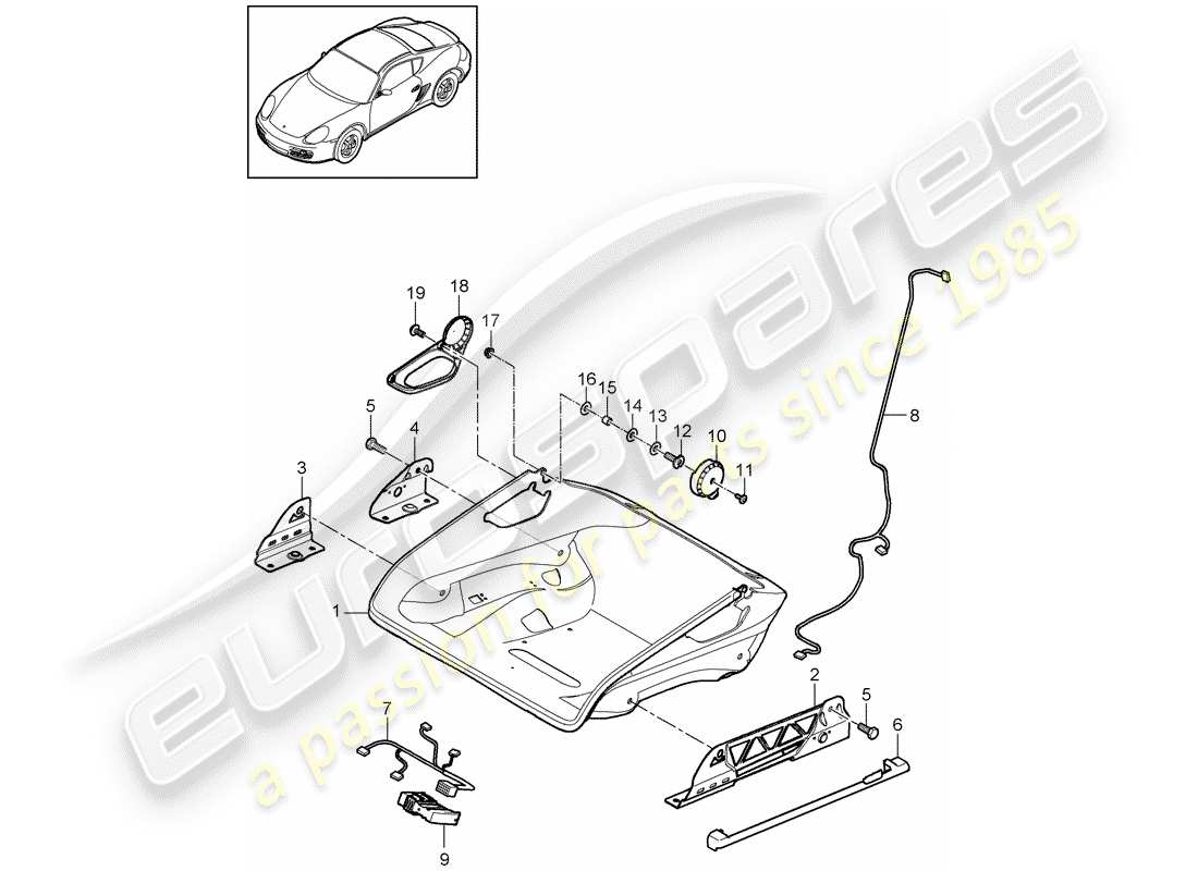 porsche 2009 (987 cayman) seat part diagram