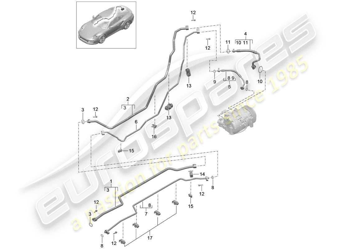 porsche 2015 (991-1 turbo) refrigerant circuit part diagram