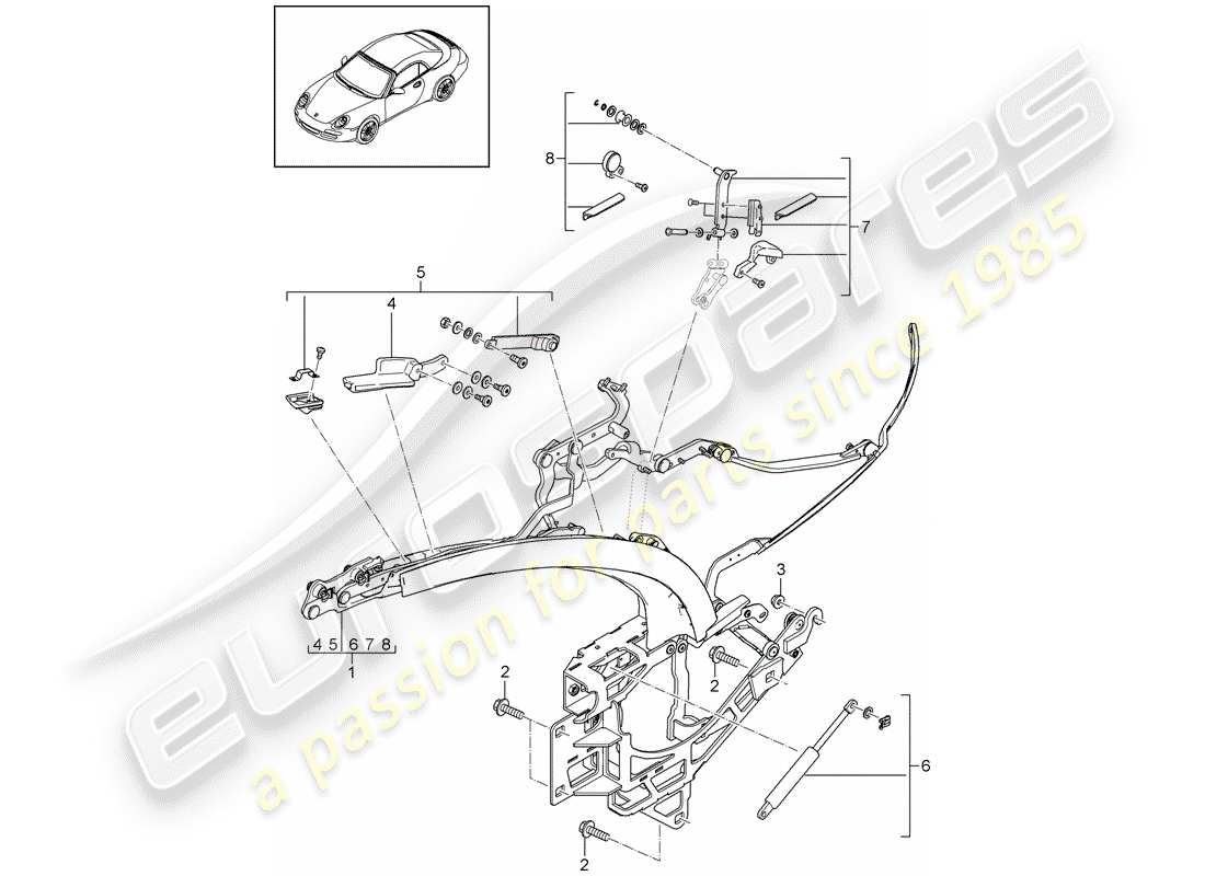 porsche 2011 (997-2) top frame parts diagram