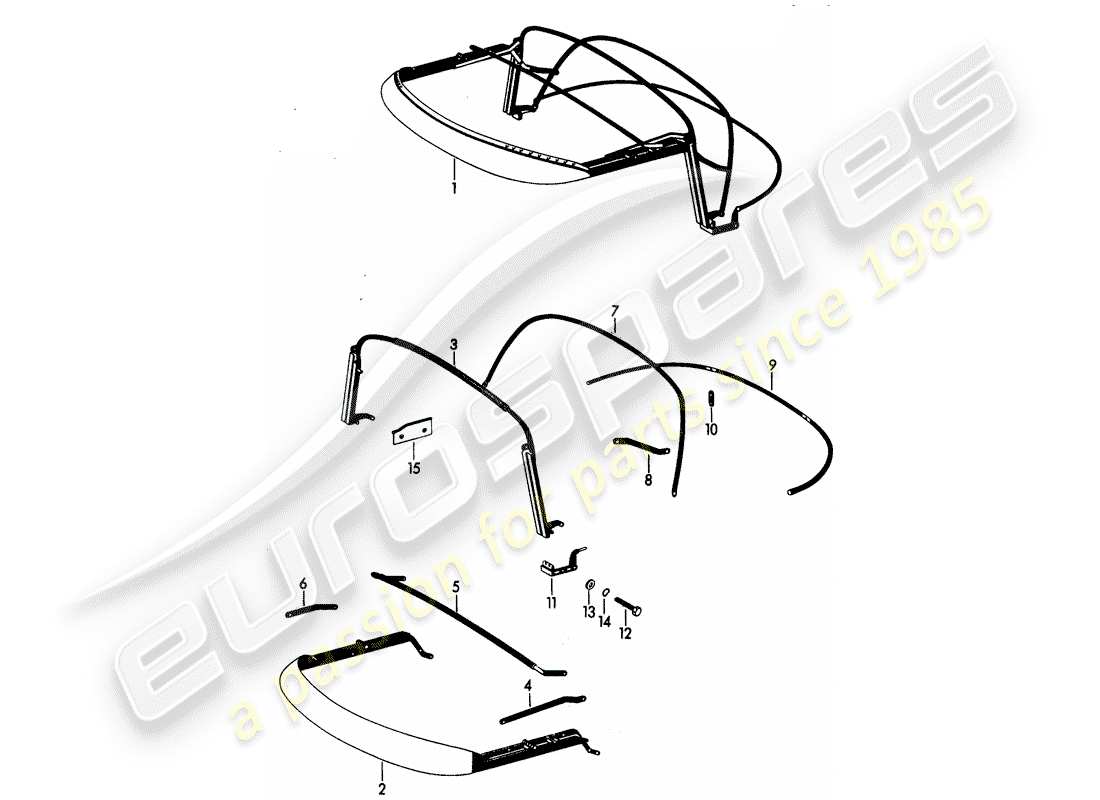 porsche 1961 (356b/356c) top frame part diagram