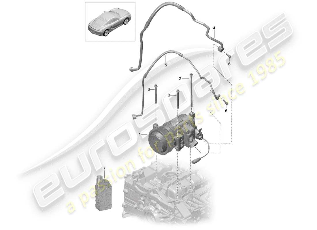 porsche 2015 (981 cayman) compressor part diagram
