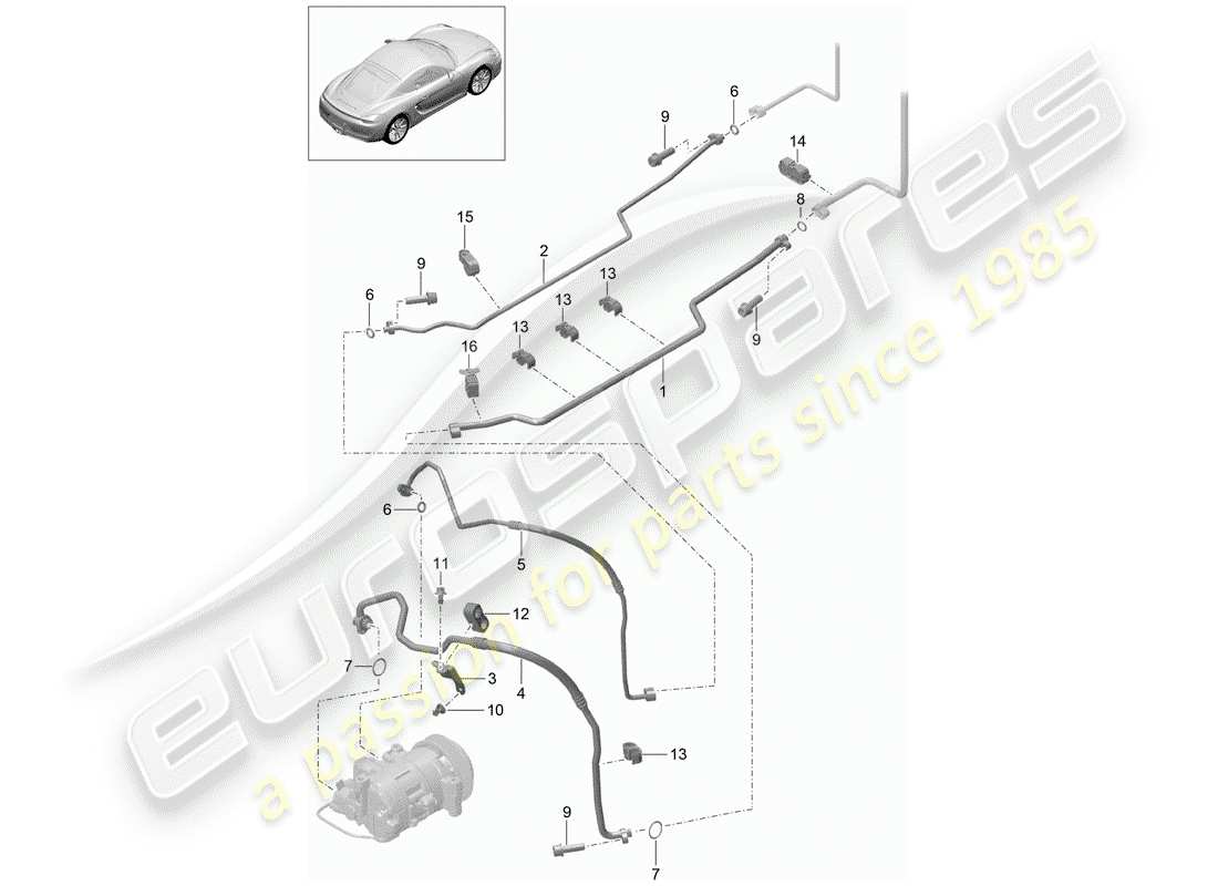 porsche 2014 (981 cayman) refrigerant circuit parts diagram