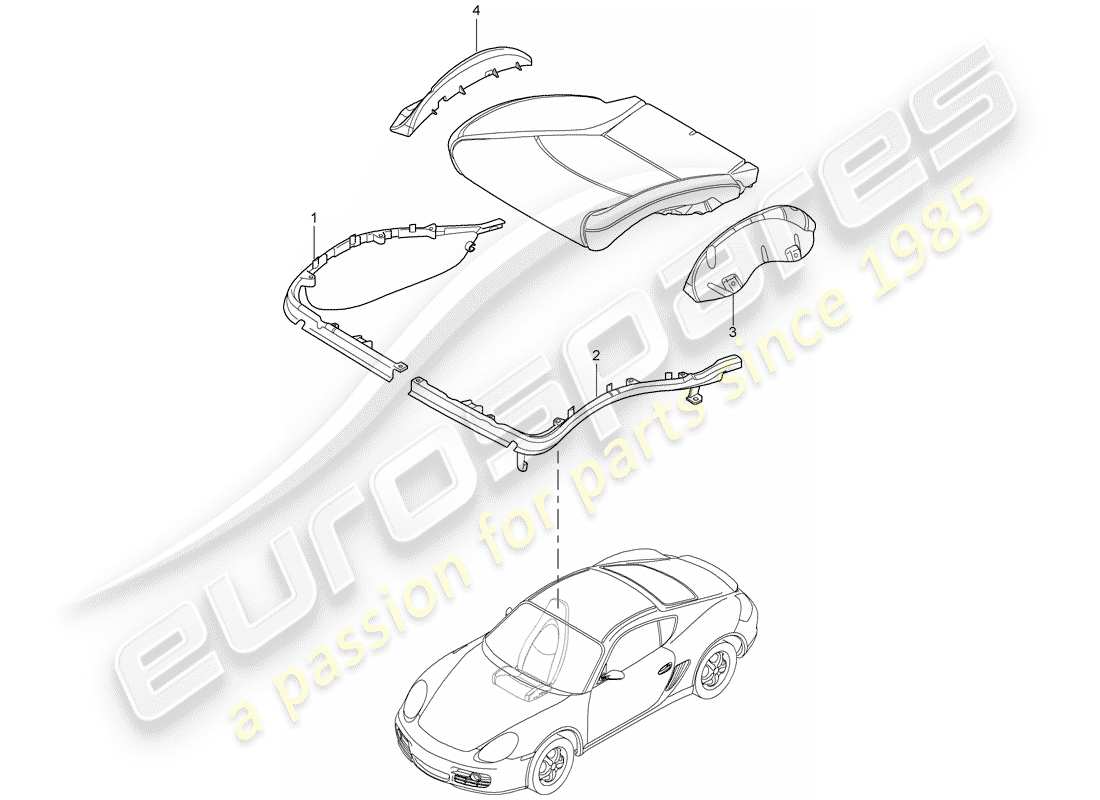 porsche 2009 (987 cayman) cushion carrier parts diagram