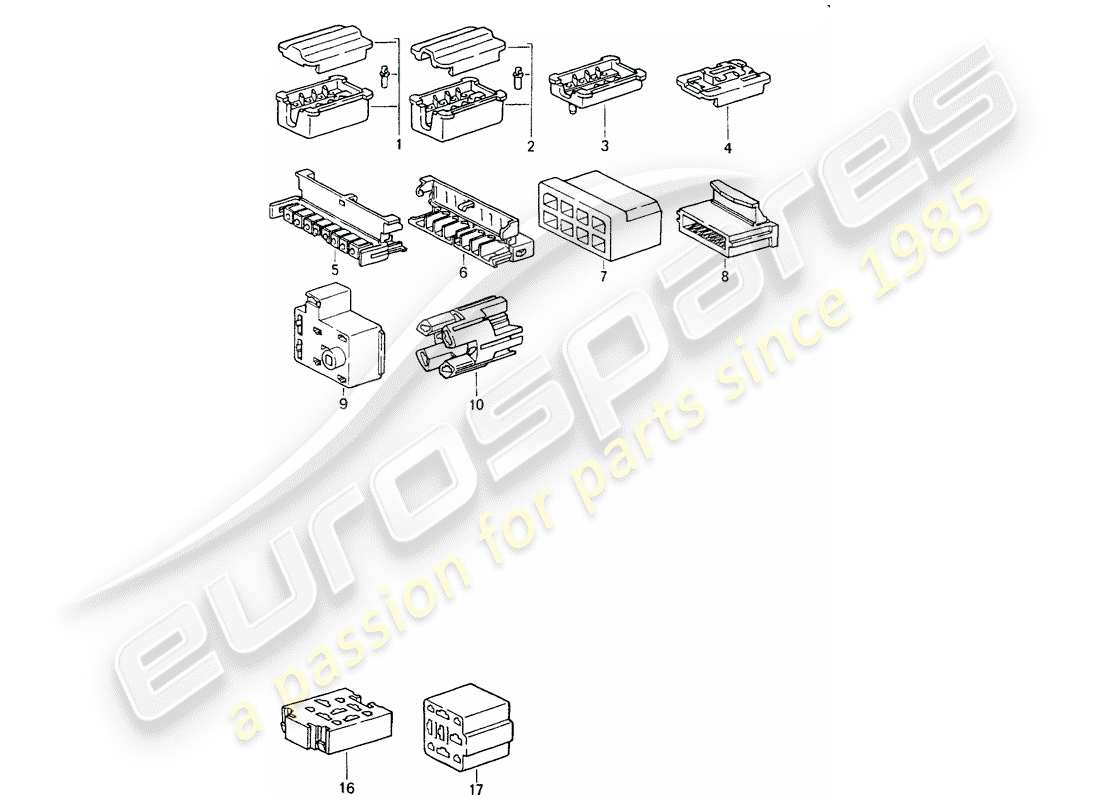 porsche 1994 (964) connector housing - 8-pole - 9-pole part diagram