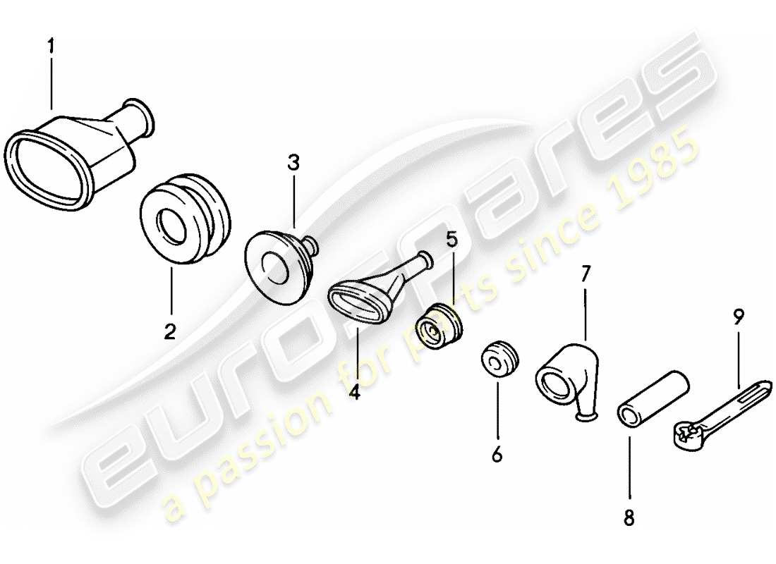 porsche 1988 (944) grommet - tie wrap part diagram