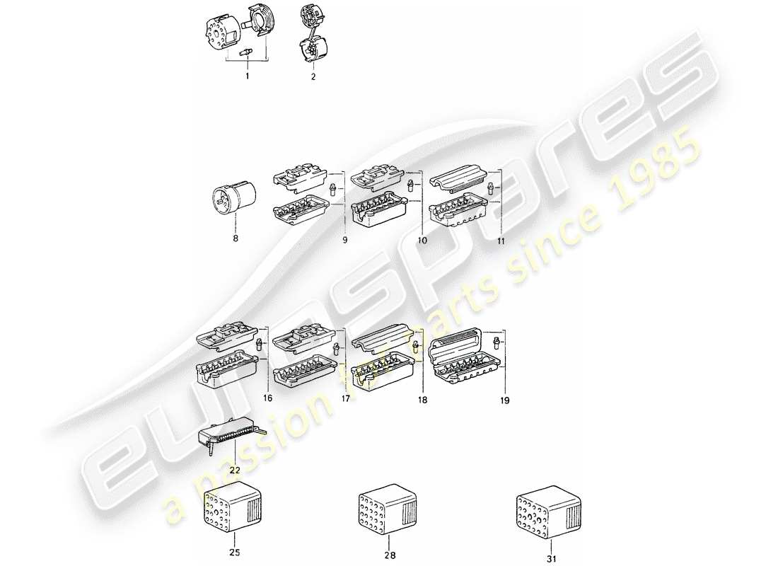 porsche 1994 (964) connector housing part diagram