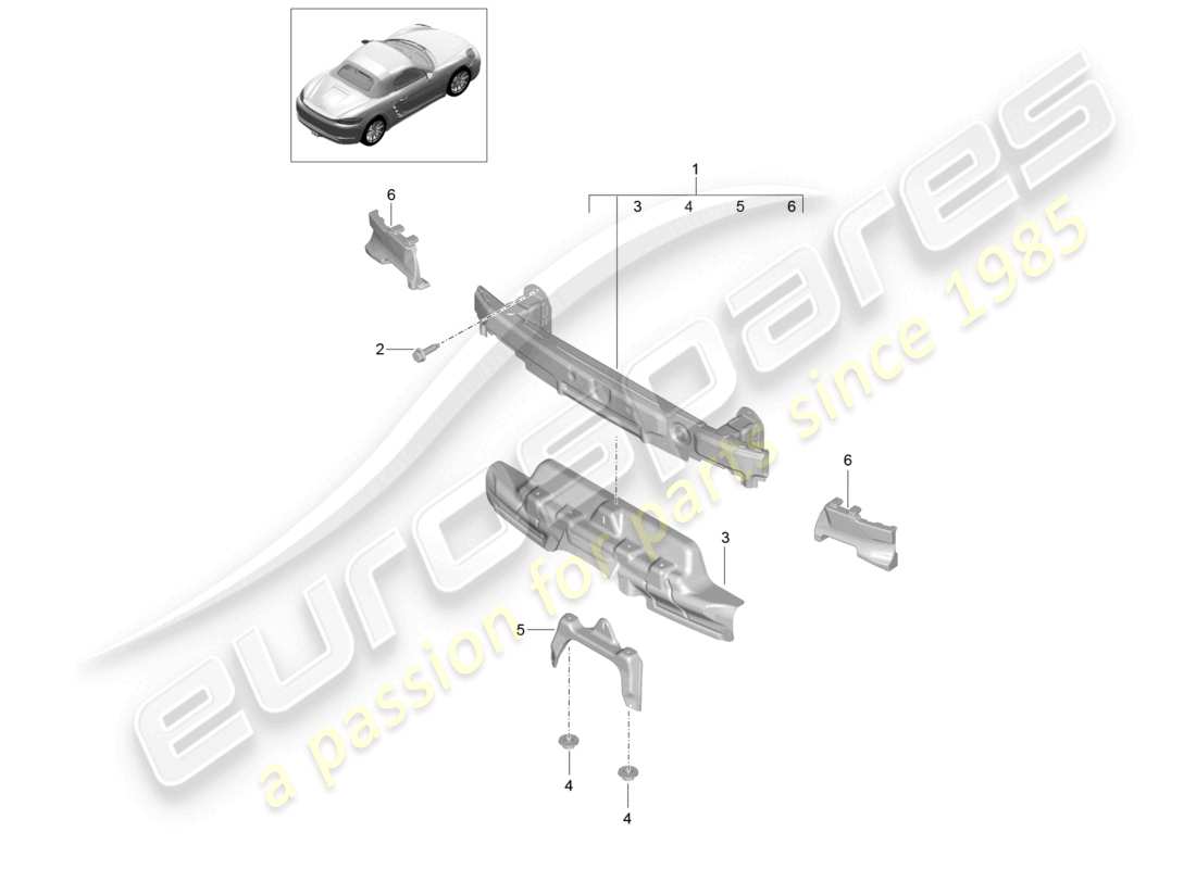porsche 2018 (718 boxster) bumper carrier rear gts 4.0 parts diagram