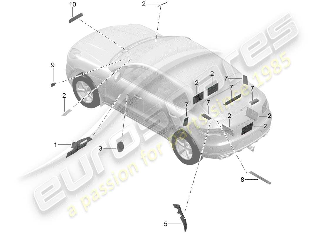 porsche 2014 (macan) sound absorber parts diagram