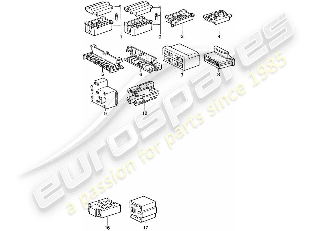 porsche 1987 (924s) connector housing - 8-pole - 9-pole parts diagram