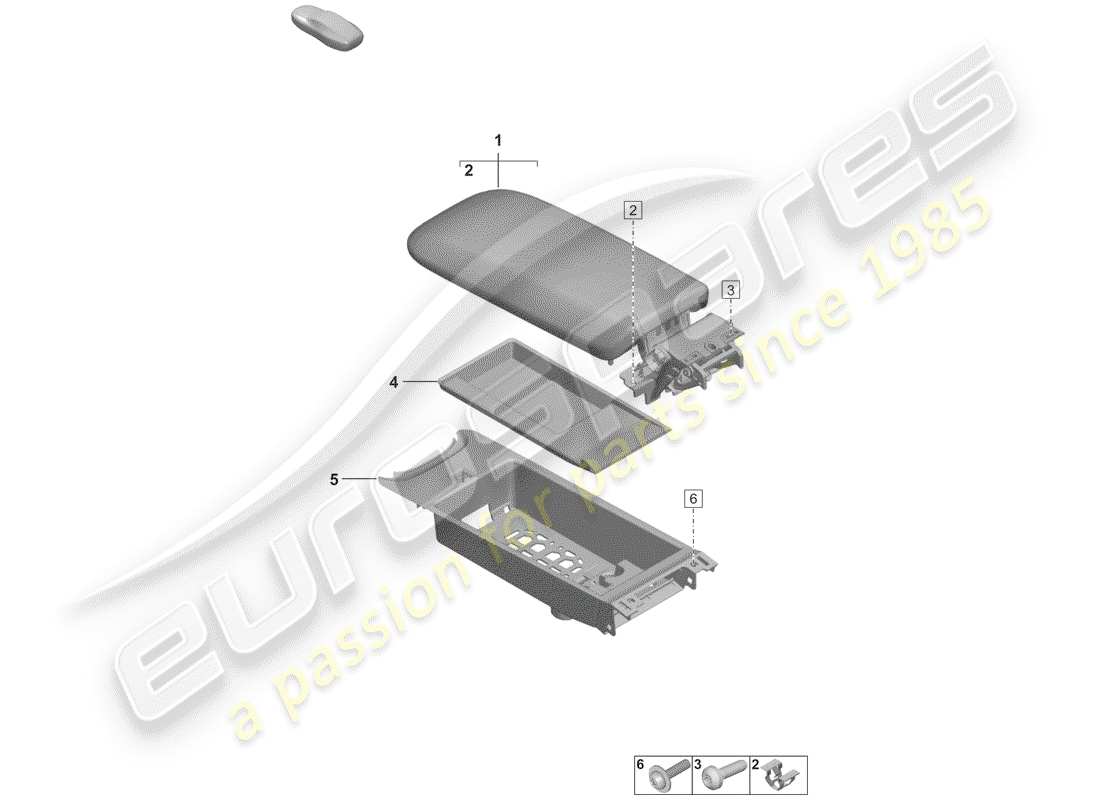 porsche 2019 (992-1) center console parts diagram