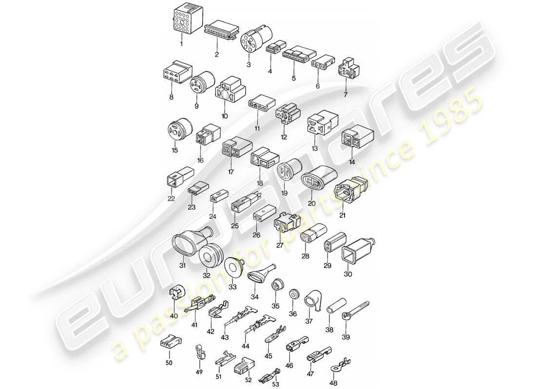 porsche 1982 (944) push-on connector parts diagram
