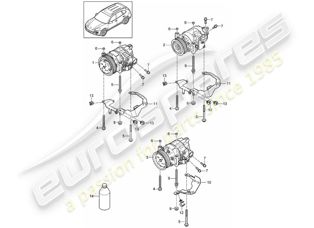 porsche 2013 (cayenne e2 92a) compressor parts diagram