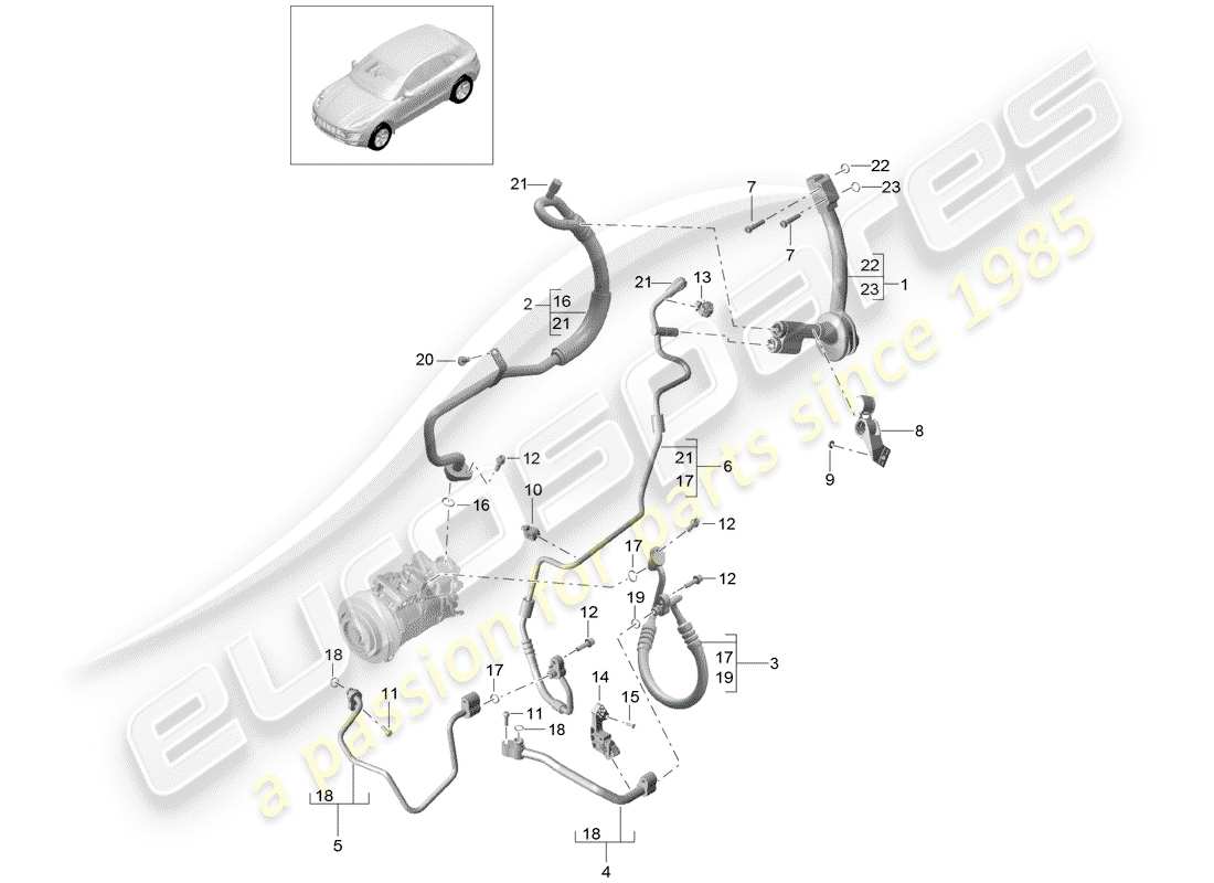 porsche 2014 (macan) refrigerant circuit part diagram