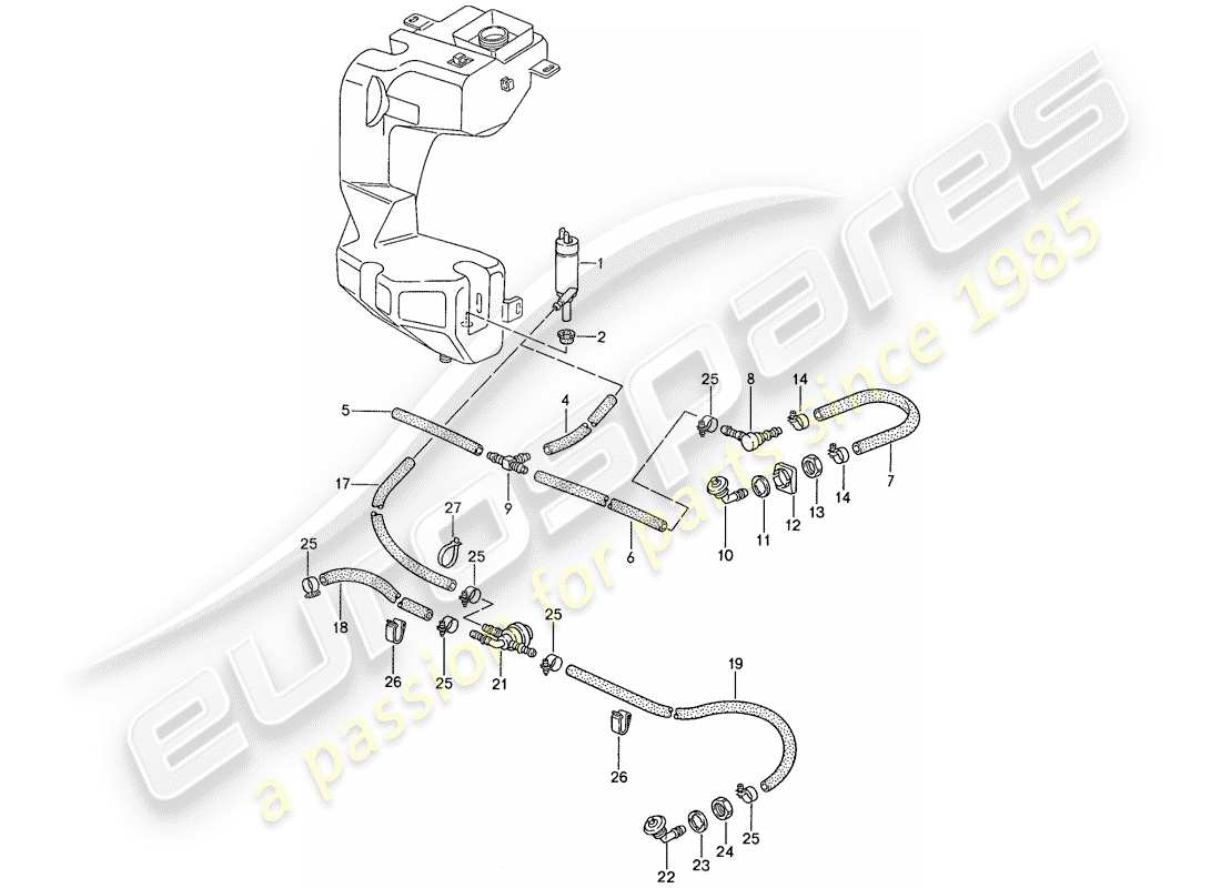 porsche 1991 (944) headlight washer system parts diagram