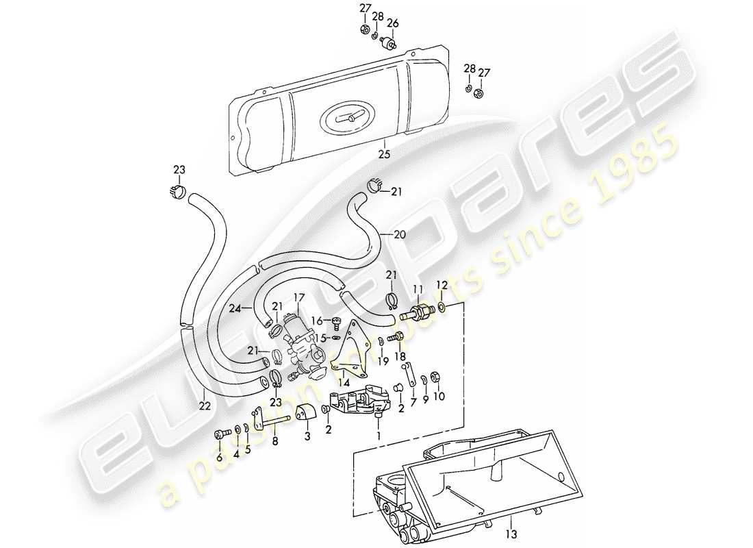 porsche 1971 (911) vacuum system - for - clutch release - d - mj 1972>> part diagram