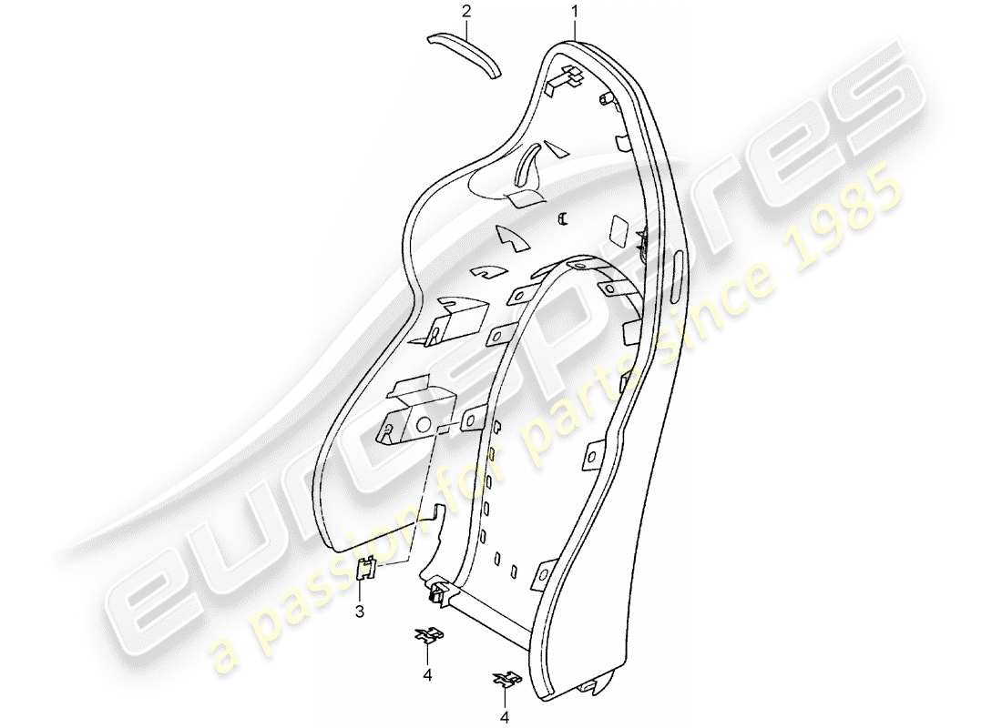 porsche 2005 (996 gt3) backrest shell - sports seat parts diagram