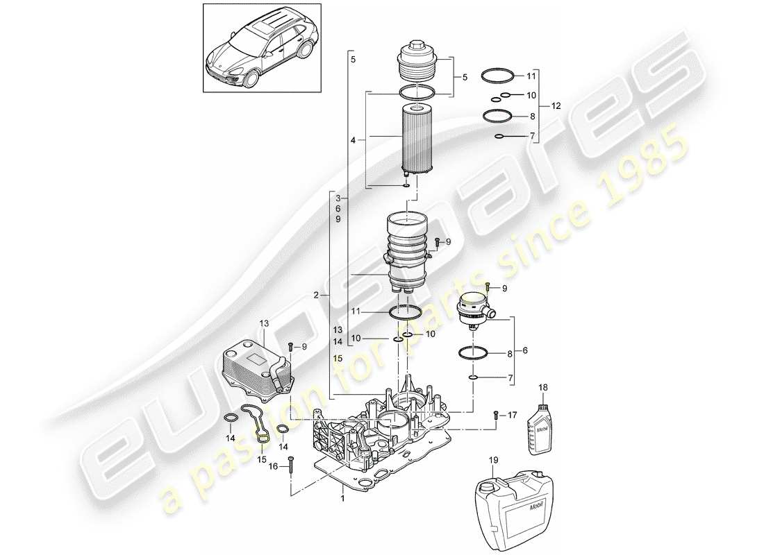 porsche 2016 (cayenne e2 92a) oil filter part diagram