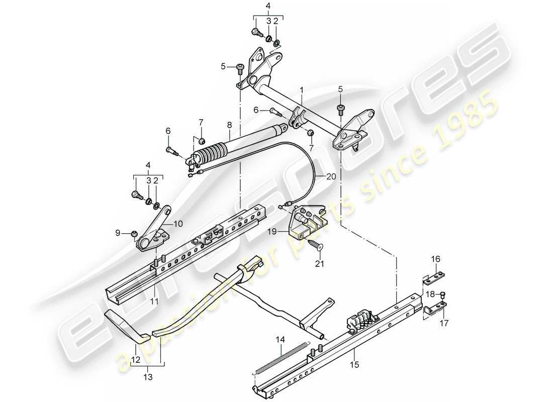 porsche 1998 (986 boxster) seat frame - sports seat - for vehicles with seat height - adjustment part diagram