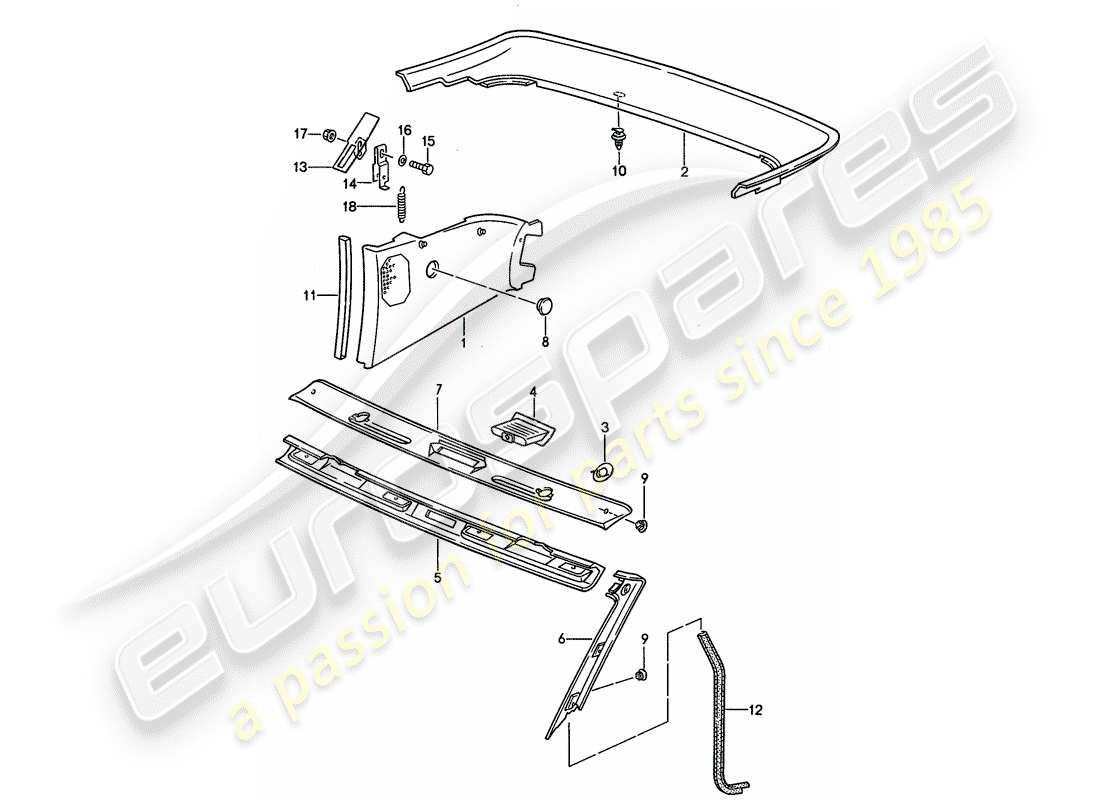 porsche 1989 (944) trims parts diagram