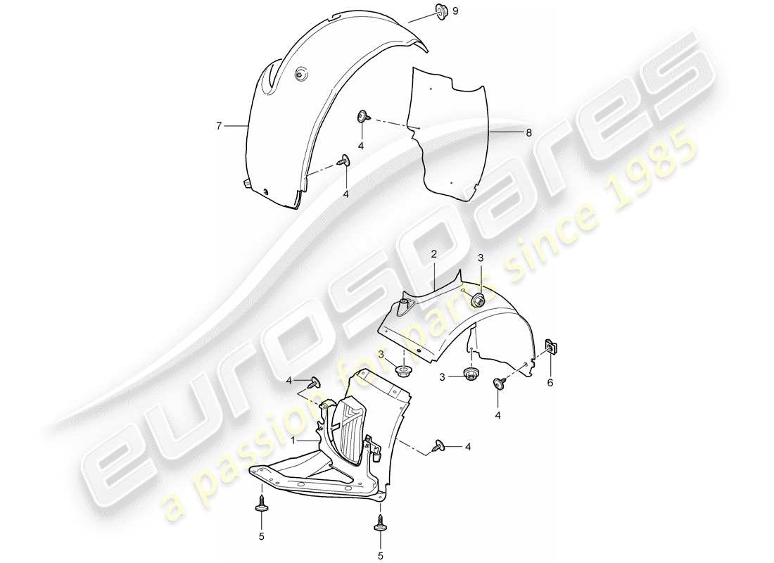 porsche 2009 997-2 turbo / gt2 trims part diagram