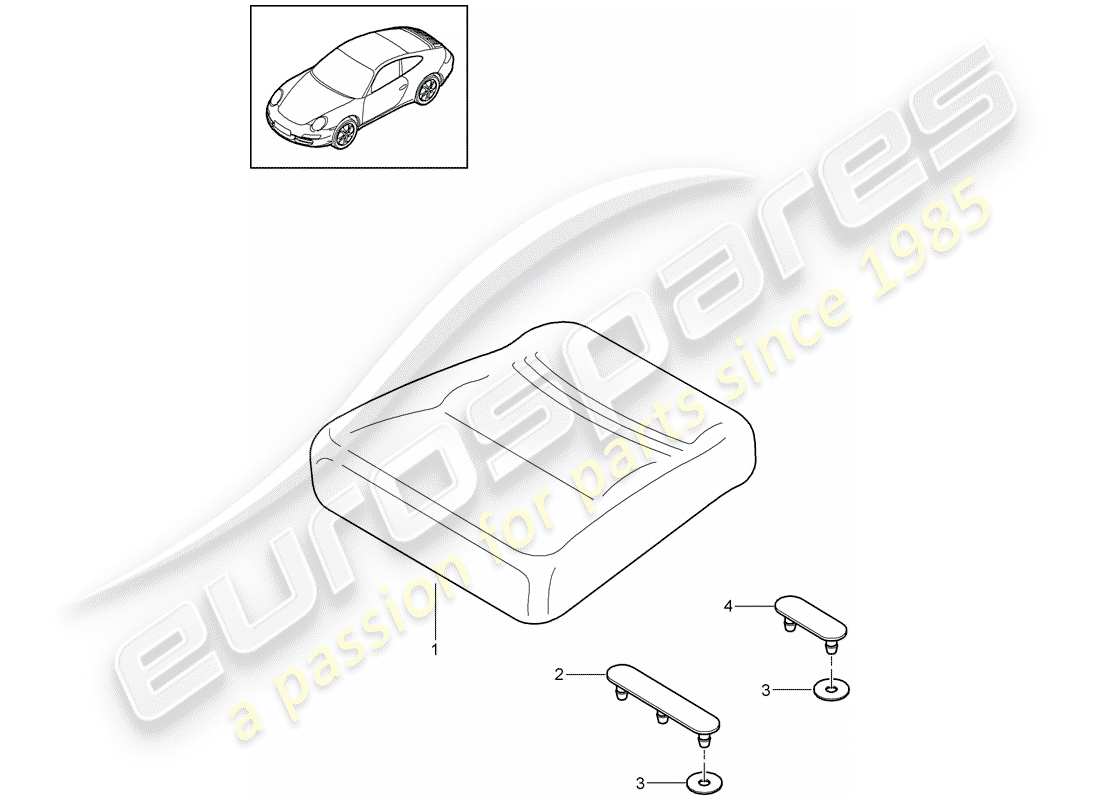 porsche 2010 (997-2) back seat cushion parts diagram