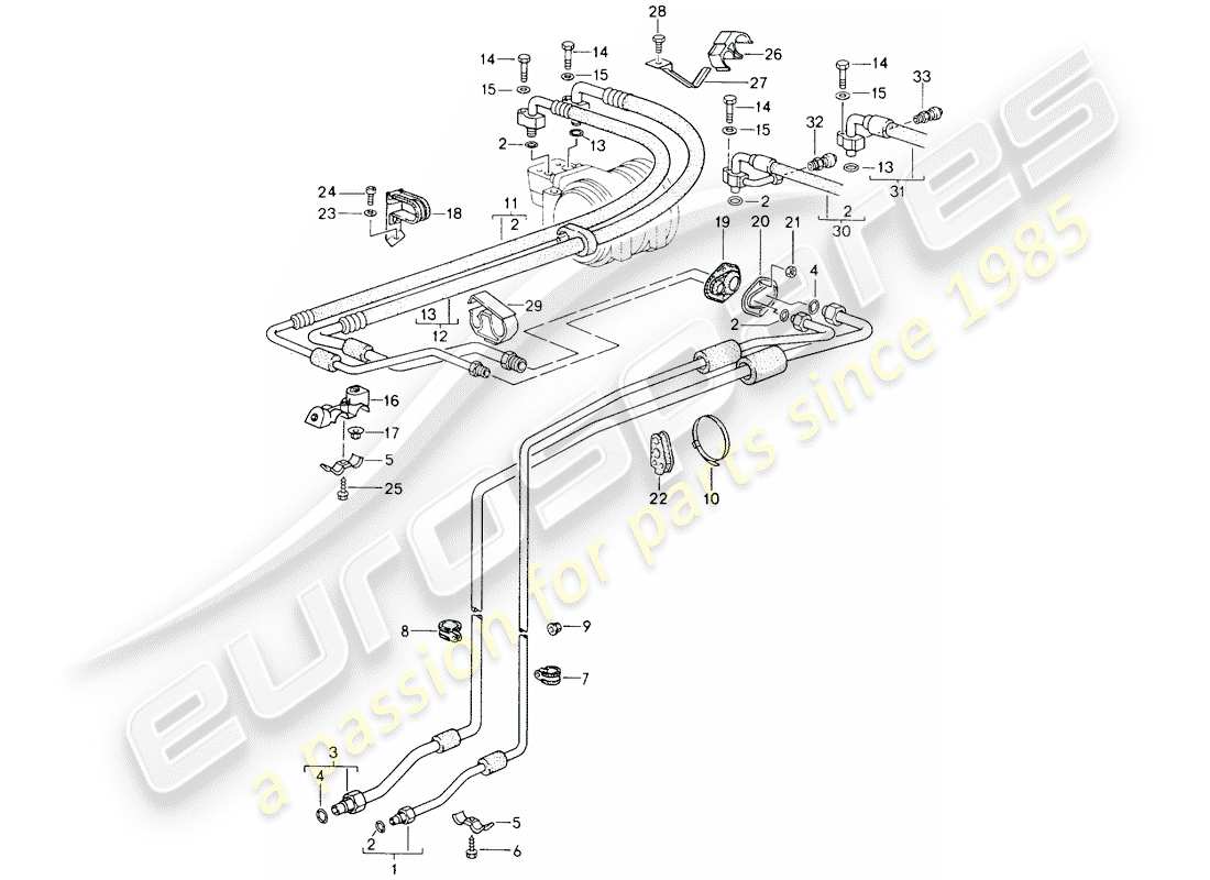 porsche 1994 (964) refrigerant circuit part diagram