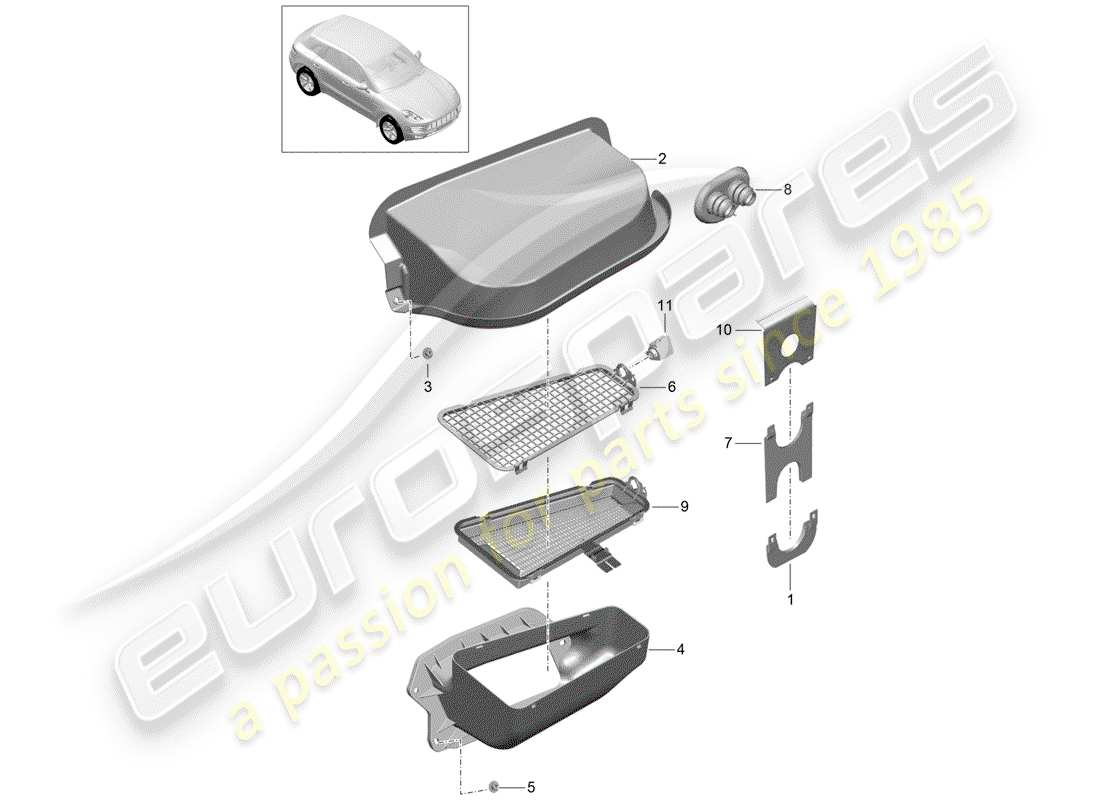 porsche 2016 (macan) water box part diagram