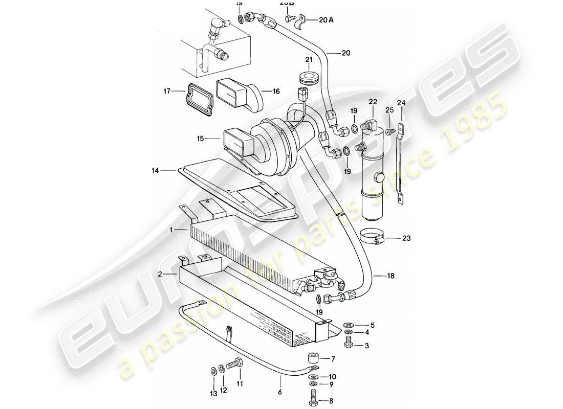 porsche 1985 (911) capacitor - refrigerant line - accessories and others part diagram