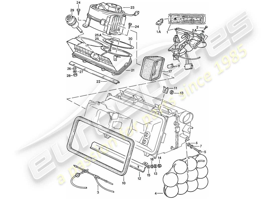 porsche 1985 (928) control switch - fan - blower housing part diagram